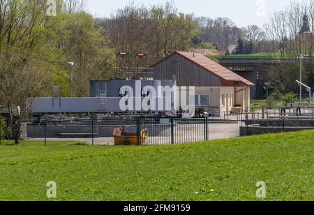 Small sewage treatment plant in Southern Germany at early spring time Stock Photo