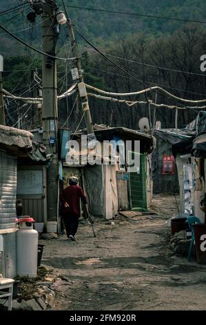 Demolished houses in Seoul, South Korea Stock Photo