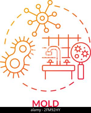 Mold concept icon. Indoor air pollution idea thin line illustration. Toxic substances. Bacteria and viruses. Flooding, leaks. Respiratory problems. Ve Stock Vector