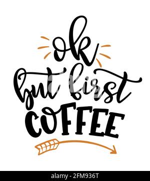 Ok, but first Coffee - lovely Concept with take away coffee cups and hearts. Good for t-shirts, textiles, gifts, morning sets, coffee to go glasses, r Stock Vector