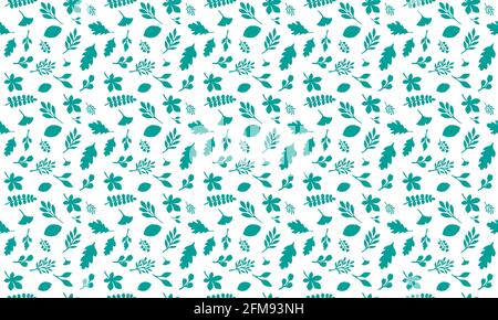 Leaves Pattern. Endless Background. Seamless leafs pattern green colour. Stock Vector