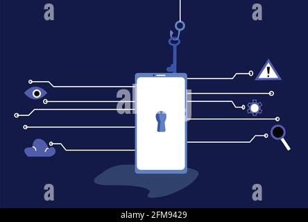 Flat design website banner of internet security, hacking, security leaks data protection concept, Modern flat cartoon style vector illustration. Stock Vector
