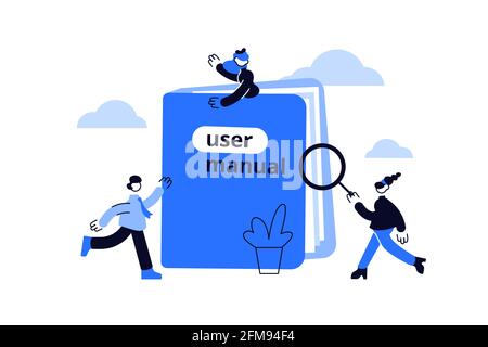Small people with guide instruction or textbooks Stock Vector