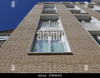 Detail of the newly redeveloped Westbourne Park Baptist Church, London. Houses a new church, church hall, library, offices and 32 affordable homes Stock Photo