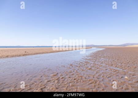 Low tide at Harlech beach, Gwynedd, Wales Stock Photo