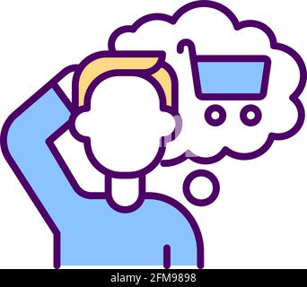 Buyer decision process RGB color icon. Consumer behavior. Product and ...