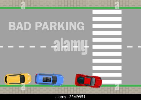 Premium Vector  Bad parking wrongly parked car illustration vector top view