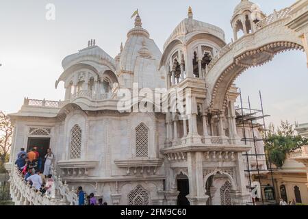 VRINDAVAN, INDIA - FEBRUARY 18, 2017: Krishna Balaram Mandir temple (Temple of ISKCON organisation) in Vrindavan, Uttar Pradesh state, India Stock Photo