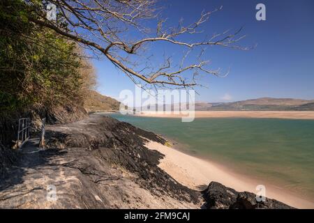 Seaside path at Aberdyfi on the welsh coast Stock Photo
