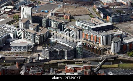 aerial view of Leeds Dock Stock Photo