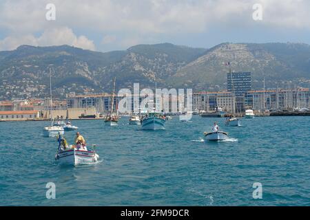 Blessing at the sea by the archpriest Toulon Feast of St Peter, patron saint of fishermen Stock Photo