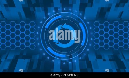 Cyber security concept - update sign in hud elements - abstract background of honeycomb and rectangle elements - 3D Illustration Stock Photo