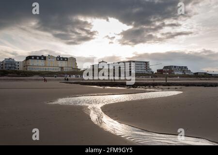 View from the sea onto the Wangerooge promenade Stock Photo