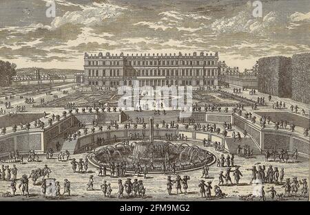 View of Versailles, garden facade 1680s Adam Perelle Stock Photo