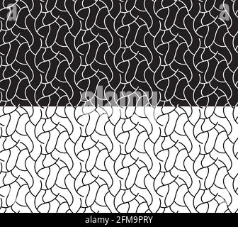 Black white curved lines as stylized branches. Seamless abstract pattern. Vector illustration Stock Vector