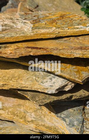 slate sheets, stacked and with sunlight, close view Stock Photo