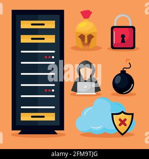 cyber security set six icons Stock Vector Image & Art - Alamy