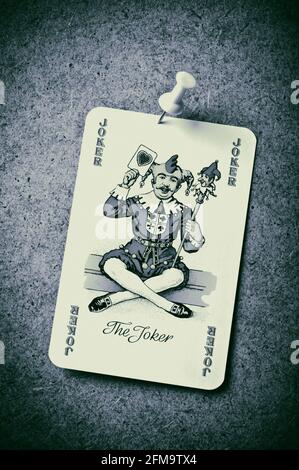 Joker car pinned on a board Stock Photo