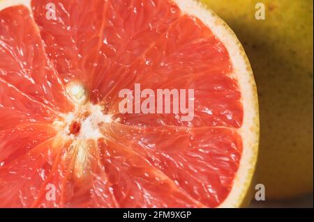 Close up of a Sliced Pink Grapefruit Stock Photo