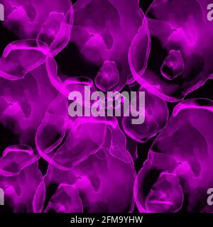Purple shapes on black background. Violet neon trendy texture Stock Photo