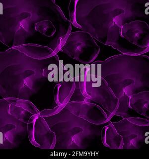 Violet alcohol ink background. Purple shapes on black Stock Photo