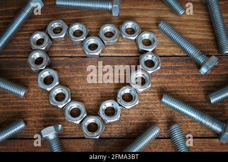 Fathers Day card with heart shape made of nuts Stock Photo