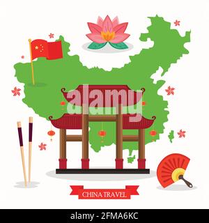 map china and icons Stock Vector