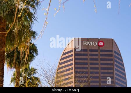 Phoenix, AZ - March 20, 2021: The BMO Tower highrise in midtown holds the main office for BMO Harris Bank, N.A. (Canada's Bank of Montreal and Chicago Stock Photo