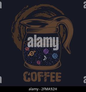 Galaxy coffee pot vector illustration Stock Vector
