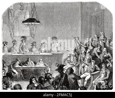 Trial of the Girondins before being executed. France. Old 19th century engraved illustration from Histoire de la Revolution Francaise 1876 by Jules Michelet (1798-1874) Stock Photo