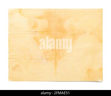 Old Aged Paper Texture with Large Stain Cut Out. Stock Photo