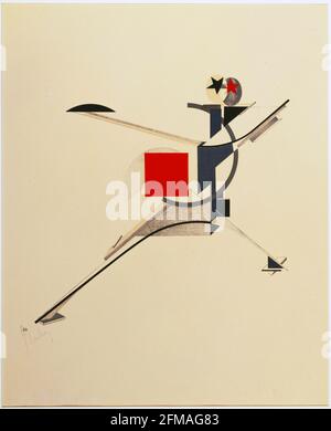 El Lissitzky. (Russian, 1890-1941). Neuer (New Man) from Figurinen, die Plastische Gestaltung der elektro-mechanischen Schau 'Sieg über die Sonne' Stock Photo