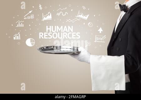 Waiter serving business idea concept Stock Photo