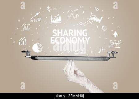 Waiter serving business idea concept Stock Photo