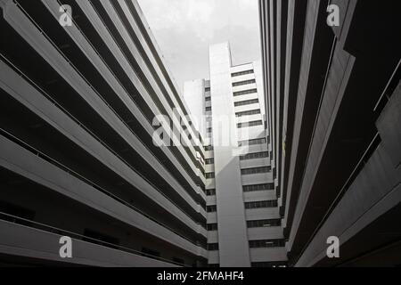 Black and white photographs of high rise apartment buildings in Japan in the 1970s Stock Photo