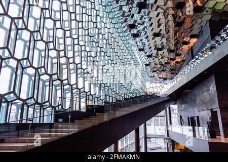 Interior of Harpa concert hall in Reykjavik, Iceland Stock Photo