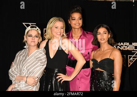 L-R: Kristen Stewart, Elizabeth Banks, Ella Balinski, Naomi Scott during the CharleÕs Angels Photo Call, held at the Whitby Hotel in New York City, Thursday, November 7, 2019.    Photo by Jennifer Graylock-Graylock.com 917-519-7666 Stock Photo