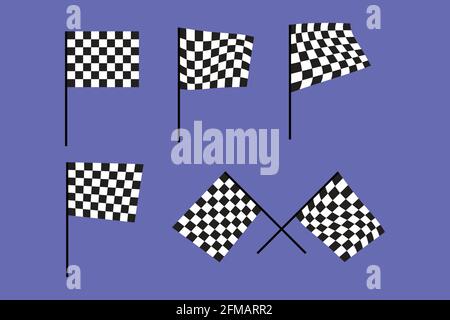 Racing flags checkered finish set Stock Vector