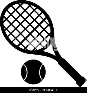 Vector illustration of the silhouette of a tennis racket and ball Stock Vector