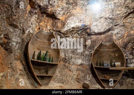 Underground winery in Spain with huge jars