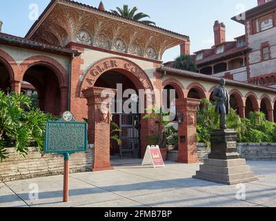 Front exterior entrance to Flagler College campus or university in St Augustine Florida, USA. Stock Photo
