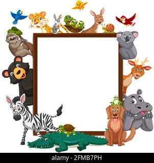 Empty banner with many different wild animals illustration Stock Vector ...