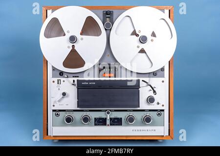 Ferrograph Series 7 reel-to-reel tape recorder.  Built late 1960s-early 1970s. Stock Photo
