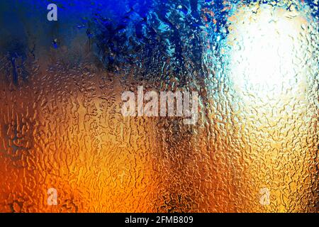 Texture of the ice on the glass . Winter background . icy gradient texture Stock Photo