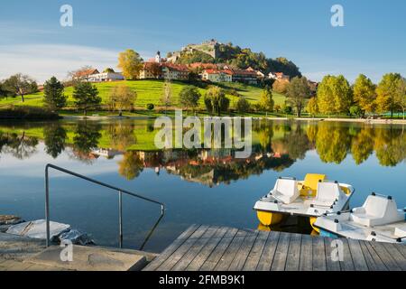 Pedal boats, bathing lake, Riegersburg, Styria, Austria Stock Photo