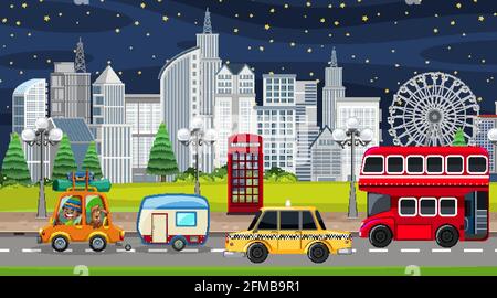 Buildings along the empty road illustration Stock Vector Image & Art ...