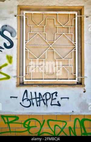 Graffiti, facade painting, Petersberg Citadel, facade, fortress, summer, Erfurt, Thuringia, Germany, Europe Stock Photo