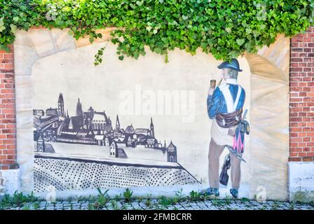 Petersberg Citadel, Petersberg, facade, painting, fortress, summer, Erfurt, Thuringia, Germany, Europe Stock Photo