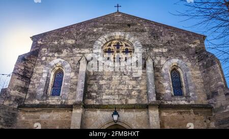 Parish church of Saint-Martin in Canet d'Aude. Erected in the 14th century in the rural Gothic style. Stock Photo