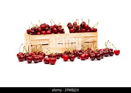Cherries in the chip basket Stock Photo
